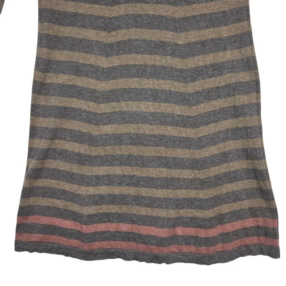 Peruvian Connection Dress Womens Small Brown Gray Striped Pima‎ Cotton Knit